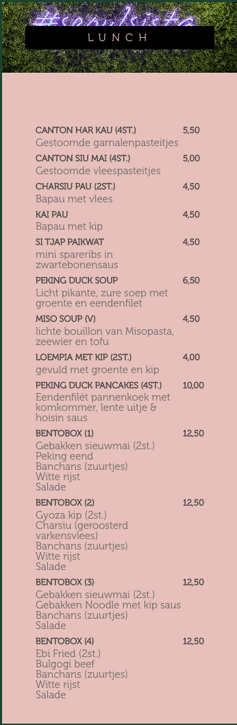 een foto van de lunch menu